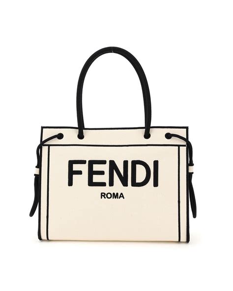 fendi canvas tote bag black and white|authentic Fendi tote.